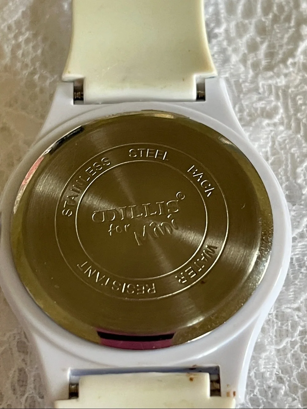 Willis White Watch with Blue Accents and Striped Band
